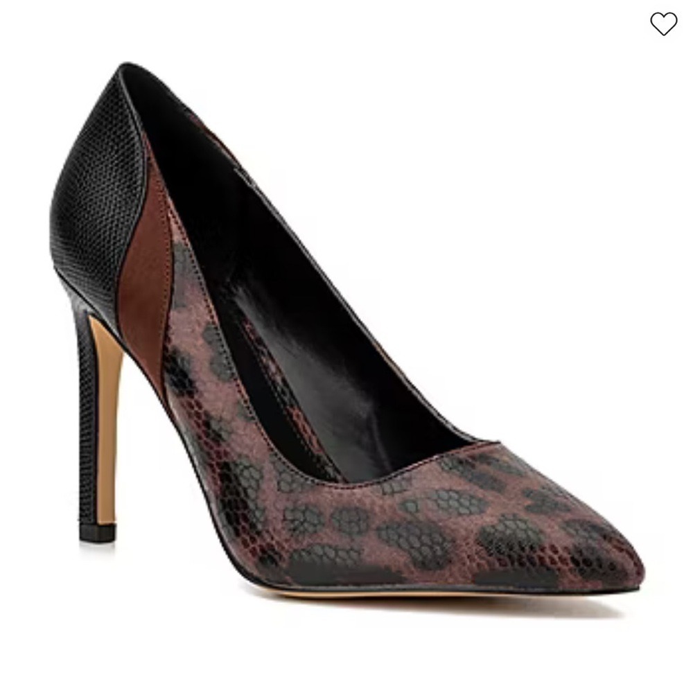 New York & Company Madison Womens Leopard Pointed Stiletto Heel Pumps Brown 10